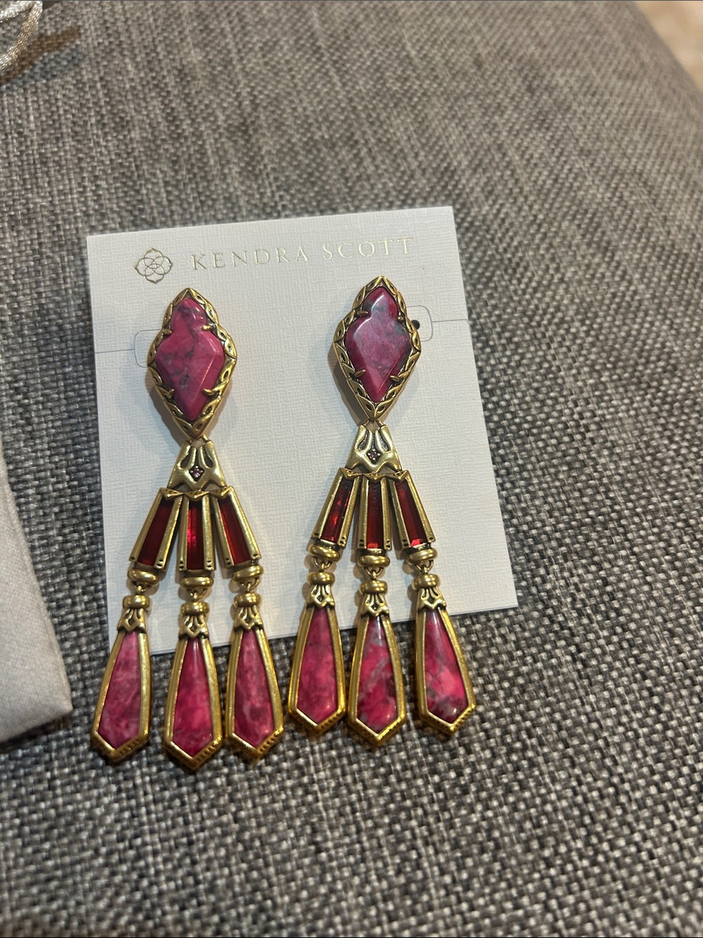Kendra Scott Gold-Tone Earrings with Pink Stones